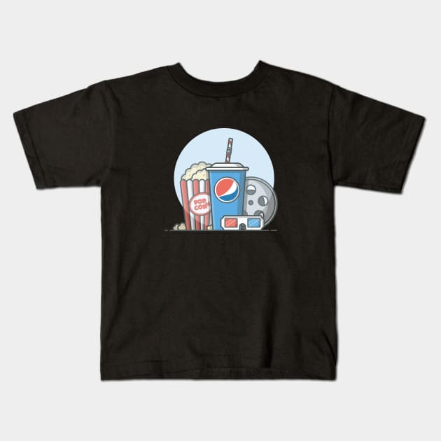 Popcorn, soda and roll film Kids T-Shirt by Catalyst Labs